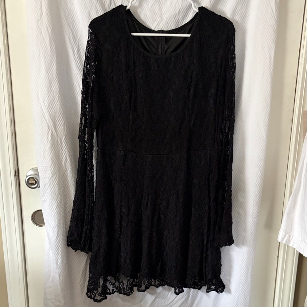 Unbranded Lace Mid Thigh Dress in Black Size XXL Zip Back w/lining